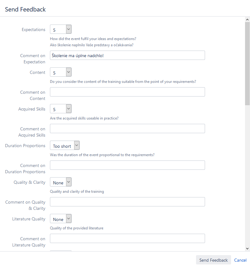 Detail Jira úlohy pro školení Atlassian s přehledem účastníků a podúloh, které reprezentují jednotlivé zaměstnance přihlášené na školení.
